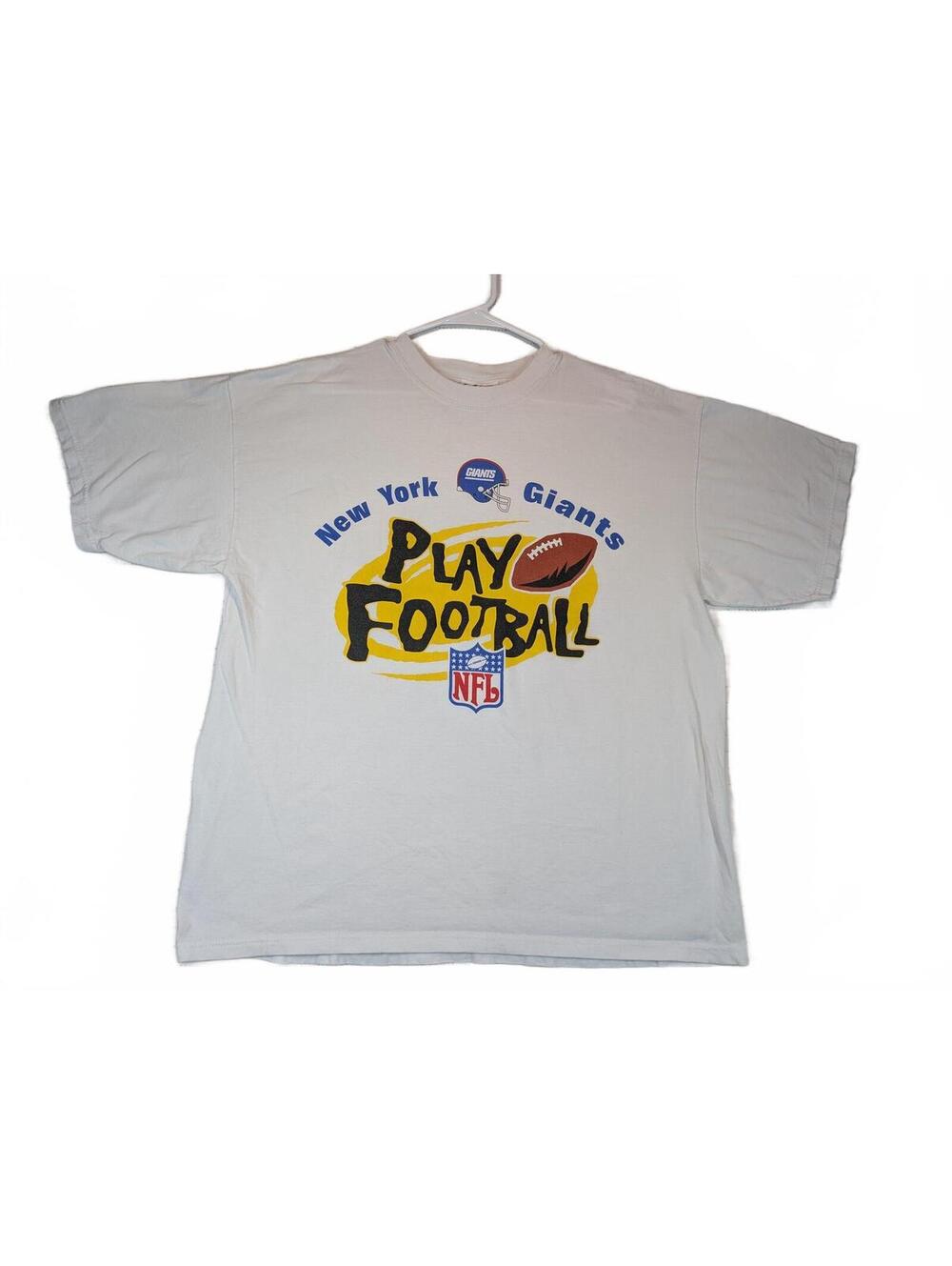 Logo Athletic New York Giants Play Football Graphic T-Shirt Mens XL White